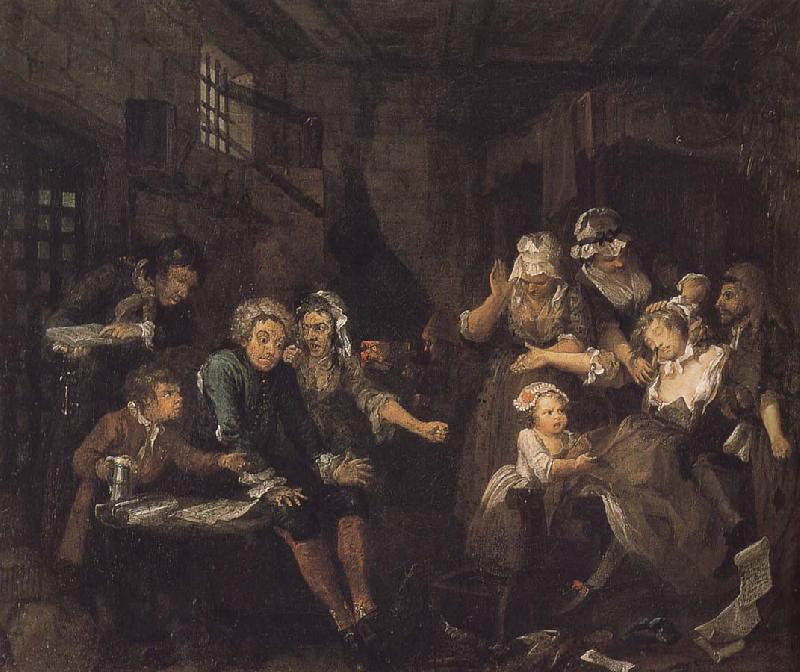 William Hogarth Prodigal son in prison oil painting image